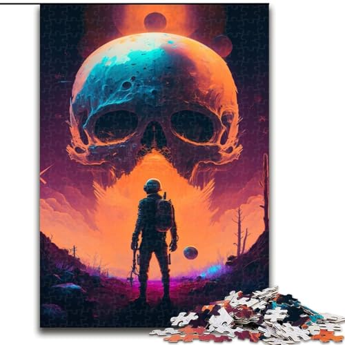Puzzle 1000 Teile, bunter Totenkopf aus Holz, lustige Aktivität für zu Hause, 50x75cm, Denkspiel für Teenager von MrChunlong