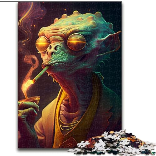 Puzzle 1000 Teile, rauchende Sci-Fi-Eidechse, Puzzle aus Holz, anspruchsvolles Denkspiel für Teenager, unterhaltsames interaktives Spiel für die ganze Familie, 1000 Teile(50x75cm) von MrChunlong