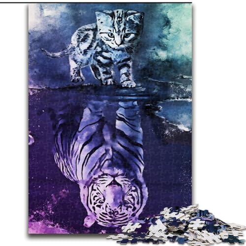 Puzzle 1000 Teile, süße Katze aus Holz, perfektes Weihnachts- und Neujahrsgeschenk, Feiertagsgeschenk, 50x75cm, Denkspiel für Teenager, perfektes Feiertagsgeschenk von MrChunlong