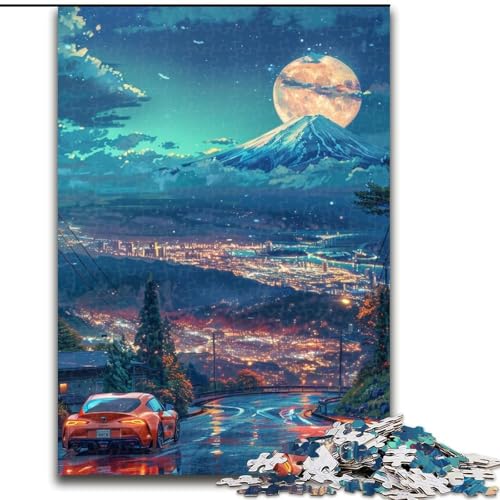 Puzzle 1000 Teile Autos unter dem Nachthimmel aus Holz, anspruchsvolles Denkspiel für Jugendliche, 50x75cm, Weihnachten oder zum Geburtstag von MrChunlong