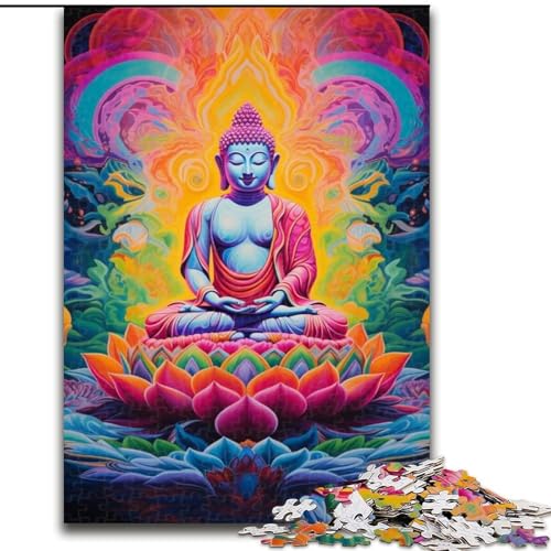 Puzzle 1000 Teile Bunter Graffiti-Buddha aus Holz, Hochschwieriges Denkspiel für Jugendliche 50x75cm Weihnachten oder Geburtstagen von MrChunlong