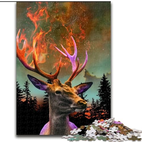 Puzzle 1000 Teile Hirsch aus Holz, Geschenkidee für die Feiertage, humorvolles Kunstwerk, detailliertes Kunstwerk, 50x75cm, für Geburtstag, Feiertag, Weihnachten, Halloween Puzzle 1000 Teile Hirsch aus Holz, Geschenkidee für die Feiertage, humorvolles Kunstwerk, detailliertes Kunstwerk, 50x75cm, für Geburtstag, Feiertag, Weihnachten, Halloween von MrChunlong