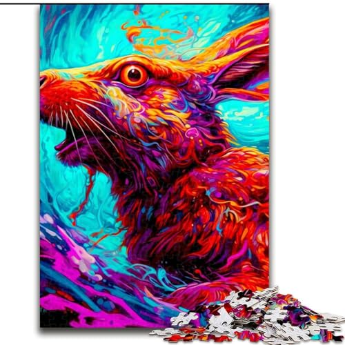 Puzzle 1000 Teile Kaninchen aus Holz, Interaktives Familienspiel, Geeignet für Kinder ab 14 Jahren, 50x75cm, Denkspiel für Teenager von MrChunlong