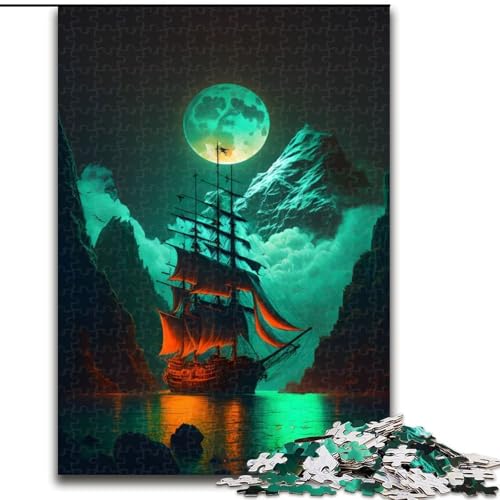 Puzzle 1000 Teile Piratenschiff-Puzzle aus Holz, anspruchsvolles Denkspiel für Teenager, unterhaltsames interaktives Spiel für die ganze Familie, 1000 Teile(50x75cm) von MrChunlong