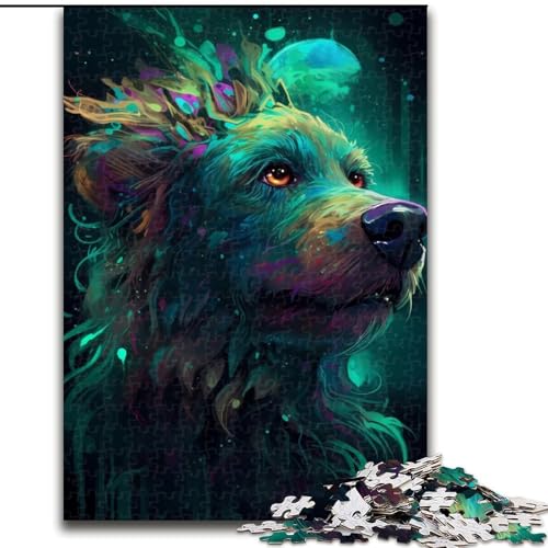 Puzzle 1000 Teile Pudelhund aus Holz, interaktives Familienspiel, geeignet für Kinder ab 14 Jahren, 50x75cm, Denkspiel für Teenager von MrChunlong