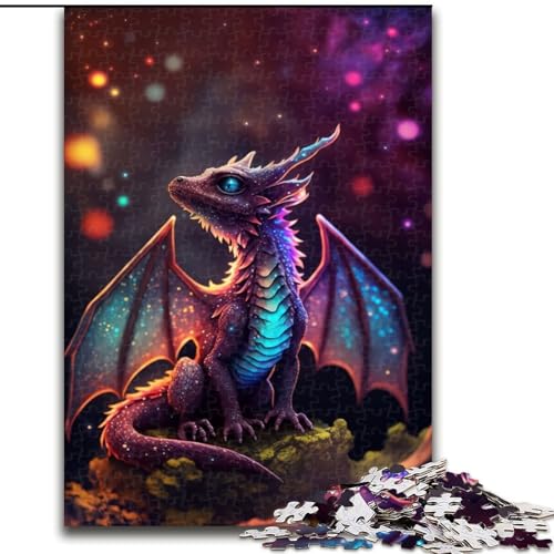 Puzzle 1000 Teile Regenbogen-Drachenjunges Puzzle aus Holz, anspruchsvolles Denkspiel für Teenager, Spaß am Familienspielabend, 1000 Teile(50x75cm) von MrChunlong