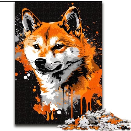 Puzzle 1000 Teile Shiba Inu Hundekunst aus Holz, perfektes Weihnachts- und Neujahrsgeschenk, Feiertagsgeschenk 50x75cm Denkspiel für Teenager, perfektes Feiertagsgeschenk von MrChunlong