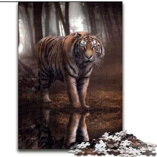Puzzle 1000 Teile Tiger Stare Puzzle aus Holz, anspruchsvolles Denkspiel für Teenager, Spaß am Familienspielabend, 1000 Teile(50x75cm) von MrChunlong