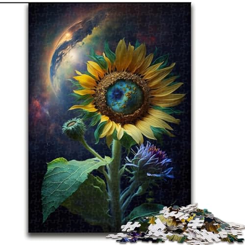 Puzzle 1000 Teile Weltraum-Sonnenblume aus Holz, interaktives Familienspiel, geeignet für Kinder ab 14 Jahren, 50x75cm, Denkspiel für Teenager von MrChunlong