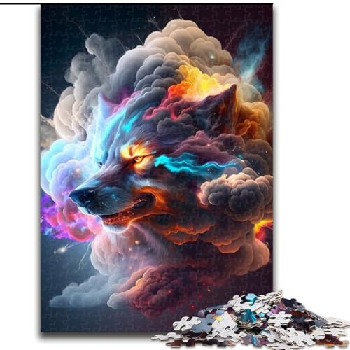 Puzzle 1000 Teile Wolf im Rauch V Puzzles aus Holz, anspruchsvolles Denkspiel für Teenager, unterhaltsames interaktives Spiel für die ganze Familie, 1000 Teile(50x75cm) von MrChunlong
