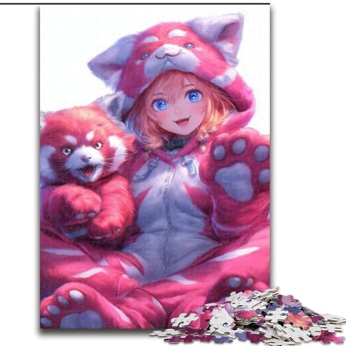 Puzzle 1000 Teile für Erwachsene, Anime-Puzzle mit rotem Panda-Mädchen, Lernspiele, Heimdekoration ganze Familie (Größe 50x75cm) von MrChunlong