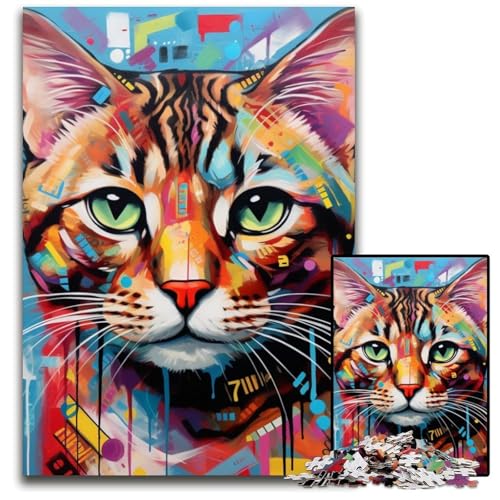 Puzzle 1000 Teile für Erwachsene, Bengalkatze, Karton-Puzzle, interaktives Familienspiel, Bastelgeschenk mit farbenfrohen Kunstwerken, 26x38cm/10,23x14,96 Zoll von MrChunlong