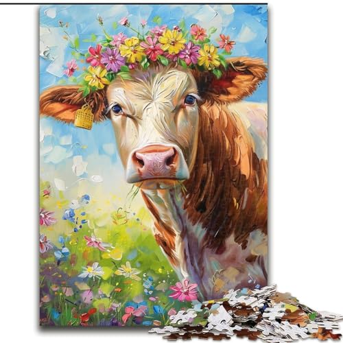 Puzzle 1000 Teile für Erwachsene, Blumenkuh, Lernspiele, Heimdekoration, ganze Familie (Größe 50x75cm) von MrChunlong