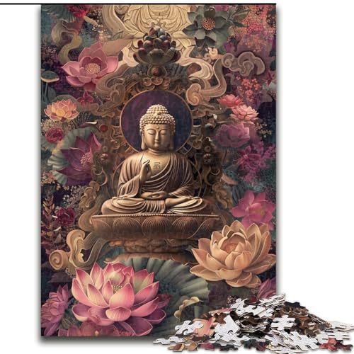Puzzle 1000 Teile für Erwachsene, Buddha-Statue aus Holz, Kinder ab 14 Jahren, 50x75cm, Denkspiel für Teenager von MrChunlong
