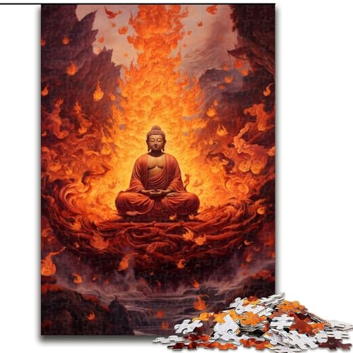 Puzzle 1000 Teile für Erwachsene, Buddha steigt durch das Feuer, aus Holz, Kinder ab 14 Jahren, 50x75cm, Denkspiel für Teenager von MrChunlong