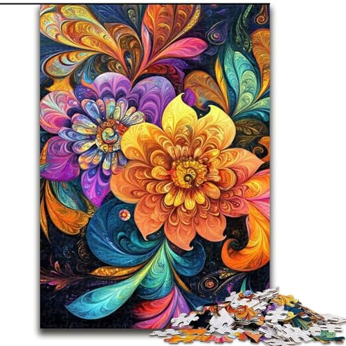 Puzzle 1000 Teile für Erwachsene, Bunte Blumen, Lernspiele, Heimdekoration, ganze Familie (Größe 26x38cm) von MrChunlong