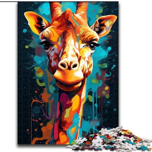 Puzzle 1000 Teile für Erwachsene, Bunte Giraffe aus Holz, Kinder ab 14 Jahren, 50x75cm, Denkspiel für Teenager von MrChunlong