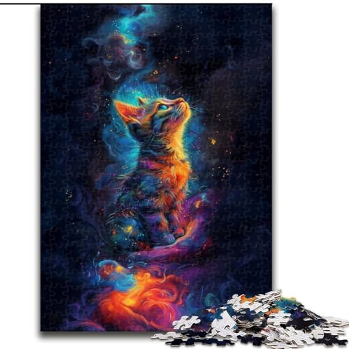 Puzzle 1000 Teile für Erwachsene, Bunte Katzen aus Holz, Kinder ab 14 Jahren, 50x75cm, Denkspiel für Teenager von MrChunlong