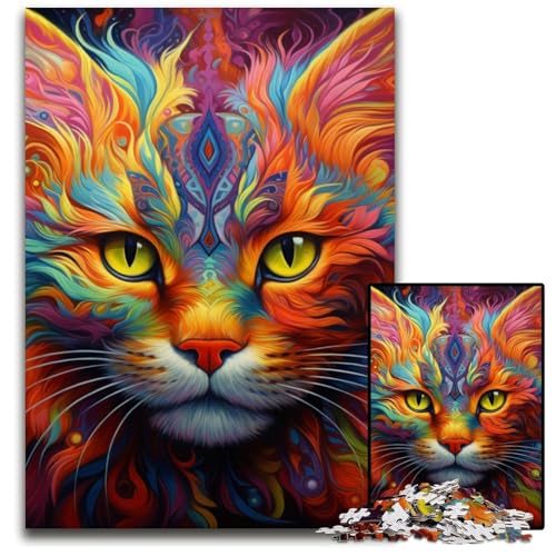 Puzzle 1000 Teile für Erwachsene, Bunte Kunstkatze, Holzpuzzle, Denkspiel, Interaktives Familienspiel, Geeignet für Kinder ab 14 Jahren, 50x75cm/19,68x29,52 Zoll Puzzle 1000 Teile für Erwachsene, Bunte Kunstkatze, Holzpuzzle, Denkspiel, Interaktives Familienspiel, Geeignet für Kinder ab 14 Jahren, 50x75cm/19,68x29,52 Zoll von MrChunlong