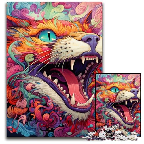 Puzzle 1000 Teile für Erwachsene, Bunte Kunstkatze, Holzpuzzle, Denkspiel, Interaktives Familienspiel, Geeignet für Kinder ab 14 Jahren, 50x75cm/19,68x29,52 Zoll Puzzle 1000 Teile für Erwachsene, Bunte Kunstkatze, Holzpuzzle, Denkspiel, Interaktives Familienspiel, Geeignet für Kinder ab 14 Jahren, 50x75cm/19,68x29,52 Zoll von MrChunlong