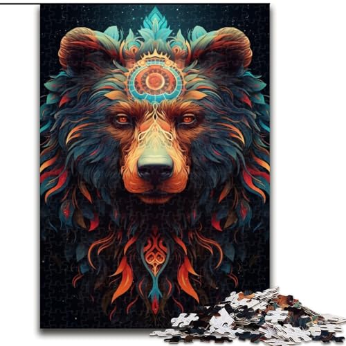 Puzzle 1000 Teile für Erwachsene, Bunter Braunbär aus Holz, Kinder ab 14 Jahren, 50x75cm, Denkspiel für Teenager von MrChunlong