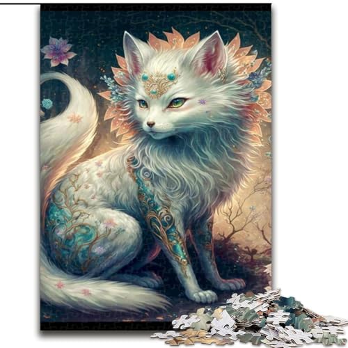 Puzzle 1000 Teile für Erwachsene, Bunter Fantasy-Weißfuchs aus Holz, Kinder ab 14 Jahren, 50x75cm, Denkspiel für Teenager von MrChunlong