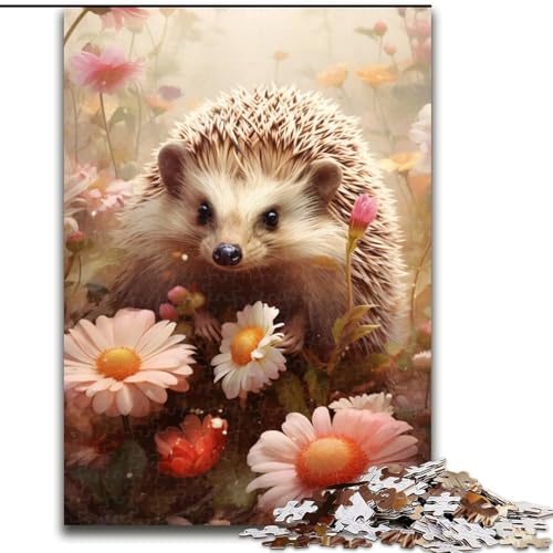 Puzzle 1000 Teile für Erwachsene, Bunter Igel aus Holz, perfekte DIY-Kunstdekoration oder Geburtstagsgeschenk, 50x75cm, anspruchsvolles Denkspiel – entspannendes Spielzeug für Teenager von MrChunlong