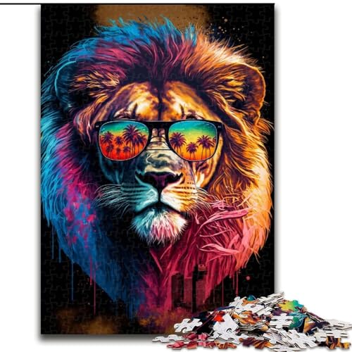 Puzzle 1000 Teile für Erwachsene, Bunter Löwe mit Brille, aus Holz, perfektes DIY-Kunstdekor oder Geburtstagsgeschenk, 50x75cm, für Geburtstag, Urlaub, Weihnachten, Halloween Puzzle 1000 Teile für Erwachsene, Bunter Löwe mit Brille, aus Holz, perfektes DIY-Kunstdekor oder Geburtstagsgeschenk, 50x75cm, für Geburtstag, Urlaub, Weihnachten, Halloween von MrChunlong