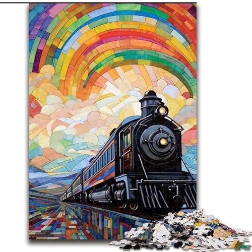 Puzzle 1000 Teile für Erwachsene, Buntes Dampfauto aus Holz, Einzigartige DIY-Geschenkidee für die Heimdekoration, 50x75cm, Denkspiel für Teenager von MrChunlong