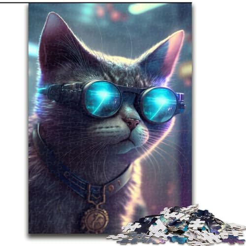 Puzzle 1000 Teile für Erwachsene, Cyberpunk-Katze, aus Holz, perfektes DIY-Kunstdekor oder Geburtstagsgeschenk, 50x75cm, für Geburtstag, Feiertage, Weihnachten, Halloween Puzzle 1000 Teile für Erwachsene, Cyberpunk-Katze, aus Holz, perfektes DIY-Kunstdekor oder Geburtstagsgeschenk, 50x75cm, für Geburtstag, Feiertage, Weihnachten, Halloween von MrChunlong