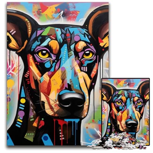 Puzzle 1000 Teile für Erwachsene, Dobermann-Graffiti, Holzpuzzle, Denkspiel, interaktives Familienspiel, geeignet für Kinder ab 14 Jahren, 50x75cm/19,68x29,52 Zoll Puzzle 1000 Teile für Erwachsene, Dobermann-Graffiti, Holzpuzzle, Denkspiel, interaktives Familienspiel, geeignet für Kinder ab 14 Jahren, 50x75cm/19,68x29,52 Zoll von MrChunlong