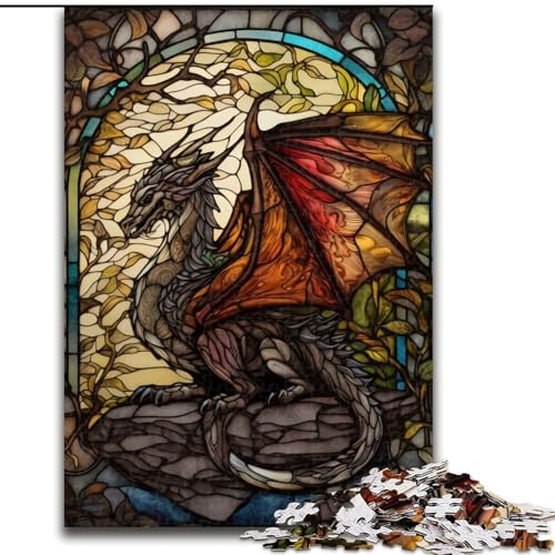 Puzzle 1000 Teile für Erwachsene, Drache im Glas, aus Holz, Kinder ab 14 Jahren, 50x75cm, Denkspiel für Teenager von MrChunlong