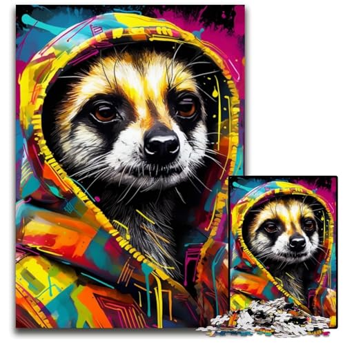 Puzzle 1000 Teile für Erwachsene, Erdmännchen-Graffiti, Unmögliches Puzzle für Erwachsene, DIY-Heimdekor-Geschenk, Denkspiel, 26x38cm/10,23x14,96 Zoll Puzzle 1000 Teile für Erwachsene, Erdmännchen-Graffiti, Unmögliches Puzzle für Erwachsene, DIY-Heimdekor-Geschenk, Denkspiel, 26x38cm/10,23x14,96 Zoll von MrChunlong