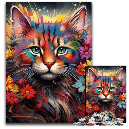 Puzzle 1000 Teile für Erwachsene, Fantasie-Katze, Holzpuzzle, interaktives Familienspiel, Bastelgeschenk mit farbenfrohen Kunstwerken, 50x75cm/19,68x29,52 Zoll Puzzle 1000 Teile für Erwachsene, Fantasie-Katze, Holzpuzzle, interaktives Familienspiel, Bastelgeschenk mit farbenfrohen Kunstwerken, 50x75cm/19,68x29,52 Zoll von MrChunlong