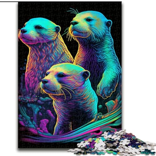 Puzzle 1000 Teile für Erwachsene, Farbiger Otter aus Holz, Kinder ab 14 Jahren, 50x75cm, Denkspiel für Teenager von MrChunlong