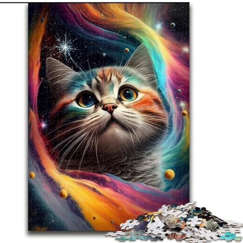 Puzzle 1000 Teile für Erwachsene, Farbkatze, aus Holz, Kinder ab 14 Jahren, 50x75cm, herausfordernd und unterhaltsam, Familienaktivität von MrChunlong
