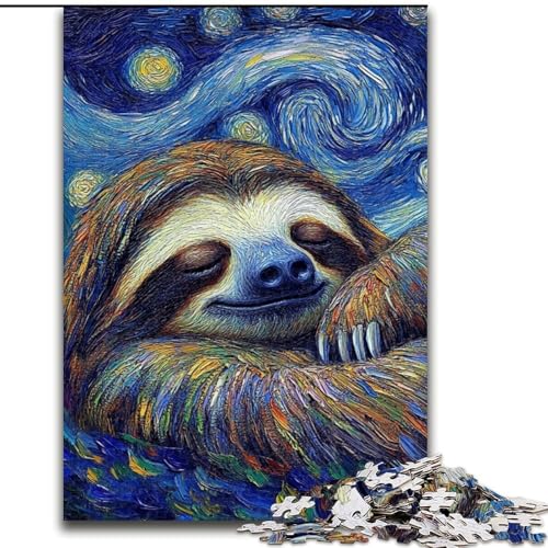 Puzzle 1000 Teile für Erwachsene, Faultier-Nachthimmel, aus Holz, Kinder ab 14 Jahren, 50x75cm, Spaß für die ganze Familie, Basteln, perfekt für Geburtstage, Feiertage von MrChunlong