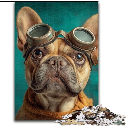 Puzzle 1000 Teile für Erwachsene, Französische Bulldogge, Pilot, hilft dem Gehirn, süchtig machendes Spielzeug zu trainieren, um Geduld zu fördern, perfekte Dekoration (Größe 50x75cm) von MrChunlong
