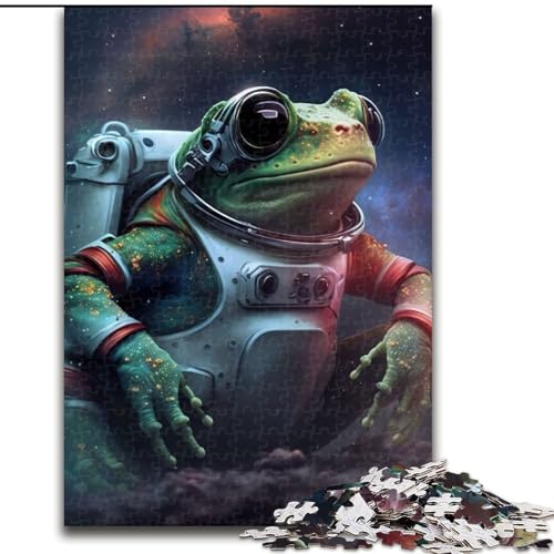 Puzzle 1000 Teile für Erwachsene, Frosch-Weltraum-Astronauten-Puzzle aus Holz, Geburtstagsgeschenkidee, anspruchsvolles Denkspiel, 1000 Teile(50x75cm) von MrChunlong