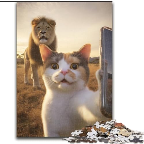 Puzzle 1000 Teile für Erwachsene, Geschenk, Kunstkatze, für Erwachsene ab 14 Jahren, Lernspiel, Herausforderung, Spielzeug, Geschenk zum Geburtstag (Größe 26x38cm) von MrChunlong