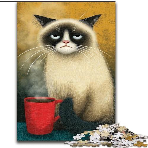 Puzzle 1000 Teile für Erwachsene, Geschenk, Kunstkatze, für Erwachsene ab 14 Jahren, Lernspiel, Herausforderung, Spielzeug, Geschenk zum Geburtstag (Größe 26x38cm) von MrChunlong