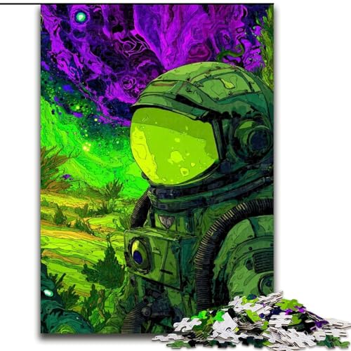 Puzzle 1000 Teile für Erwachsene, Geschenk Grüner Astronaut, für Erwachsene ab 14 Jahren, Lernspiel, Herausforderung, Spielzeug, Geschenk zum Geburtstag (Größe 50x75cm) von MrChunlong