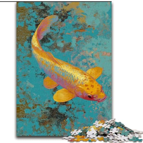 Puzzle 1000 Teile für Erwachsene, Geschenke Goldener Koi, für Erwachsene ab 14 Jahren, Lernspiel, Herausforderung, Spielzeug, Geschenk zum Geburtstag (Größe 50x75cm) von MrChunlong