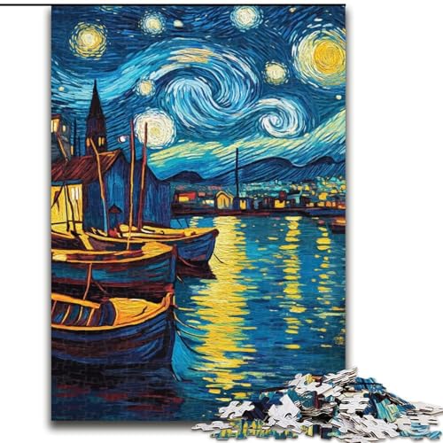 Puzzle 1000 Teile für Erwachsene, Geschenke für Erwachsene, Van Gogh-Nachthimmel, für Kinder ab 14 Jahren, Lernspiel, Herausforderung, Spielzeug, Geschenk zum Geburtstag (Größe 50x75cm) von MrChunlong