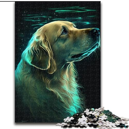 Puzzle 1000 Teile für Erwachsene, Golden Retriever-Puzzle aus Pappe, Weihnachten, Halloween, Ostern, Neujahr, 1000 Teile(26x38cm) von MrChunlong
