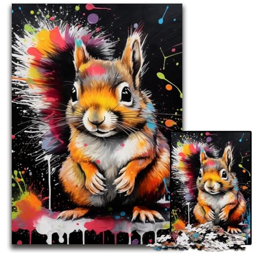 Puzzle 1000 Teile für Erwachsene, Graffiti-Malerei, Eichhörnchen, Papppuzzle, ideales DIY-Dekor und Denksportgeschenk, 26x38cm/10,23x14,96 Zoll Puzzle 1000 Teile für Erwachsene, Graffiti-Malerei, Eichhörnchen, Papppuzzle, ideales DIY-Dekor und Denksportgeschenk, 26x38cm/10,23x14,96 Zoll von MrChunlong