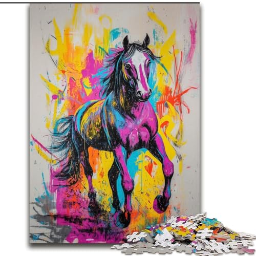 Puzzle 1000 Teile für Erwachsene, Graffiti-Pferd, Spiele, Spielzeug, Geschenk, einzigartige Geburtstags- und Geschenkideen für Kinder ab 14 Jahren (Größe 26x38cm) von MrChunlong