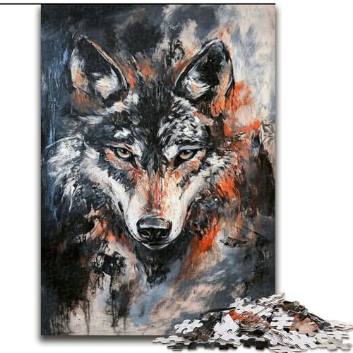 Puzzle 1000 Teile für Erwachsene, Grauer Wolf, Spiele, Spielzeug, Geschenk, einzigartige Geburtstags- und Geschenkideen für Kinder ab 14 Jahren (Größe 26x38cm) von MrChunlong
