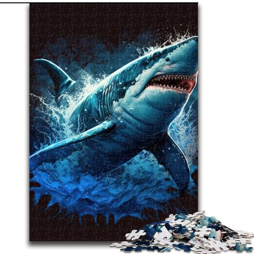Puzzle 1000 Teile für Erwachsene, Hai, bunt, aus Holz, Kinder ab 14 Jahren, 50x75cm, Denkspiel für Teenager von MrChunlong