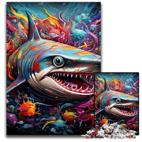 Puzzle 1000 Teile für Erwachsene, Hai-Puzzle aus Holz, Denkspiel, interaktives Familienspiel, geeignet für Kinder ab 14 Jahren, 50x75cm/19,68x29,52 Zoll Puzzle 1000 Teile für Erwachsene, Hai-Puzzle aus Holz, Denkspiel, interaktives Familienspiel, geeignet für Kinder ab 14 Jahren, 50x75cm/19,68x29,52 Zoll von MrChunlong